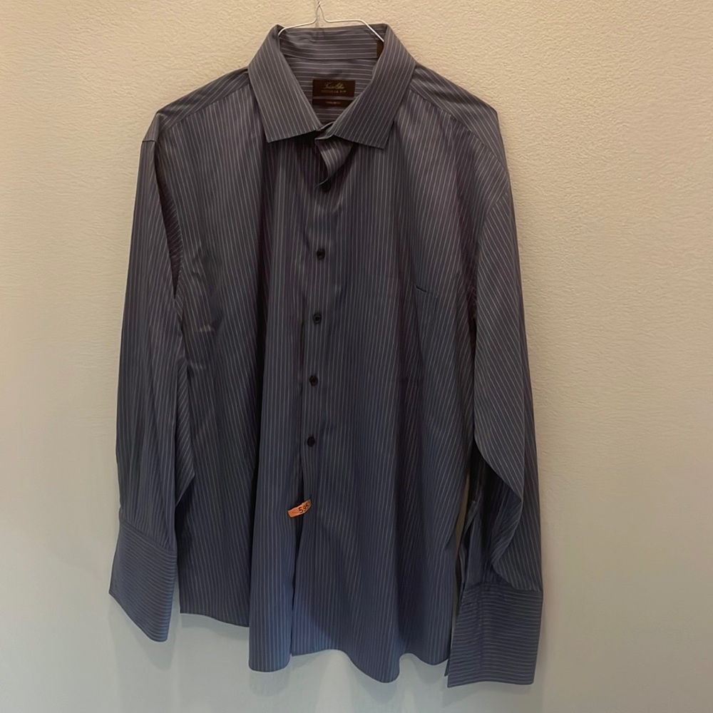 Tasso Elba Men’s Long Sleeve Button Up Shirt Size:‎ 18 34/35 XXL Color: Blue